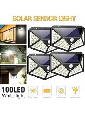 Güneş Enerjili Lamba LED Sokak Dış Ortam Solar Bahçe Aydınlatması Su Geçirmez Sensörlü (100 Led)