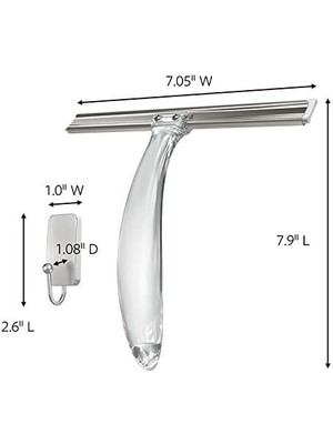 Banyo Duşu ve Küçük, Suya Dayanıklı Yapışkanlı, Nikel, 1 Lb Kapasiteli, 1 Silecek, 1 Kanca, 2 Şerit, BATH32-SS-ES Suya Dayanıklı Şeritli Duş Sileceği, /nikel