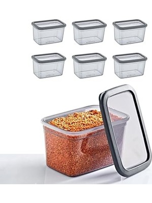 6'lı Set Skali Dikdörtgen Saklama Kabı 1210 ml