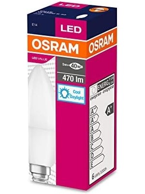 LED 10'lu Paket Mum Clb 40 5W 470 Lümen 6500 Kelvin Beyaz Işık E14 Duy Ampul