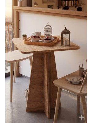 HMC Decor Modern 60CM Kare Yemek Masası-Balkon Masası-Mutfak Masası  (Sandalyeler Temsilidir)