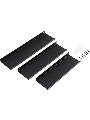 Metal Duvar Rafları, 3'lü Set, Yüzer Raflar, Endüstriyel Tasarım, Duvar Panoları, Dekorasyon Için, Resim Çerçeveleri, Rafları Takmak Için 6 Vidalı, Farklı Düzenler, Siyah LFS12BK