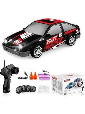 Desdoni Rc Araba 2.4ghz 1:24 Ölçekli 4WD 15KM/H Yüksek Hızlı Model Araç LED Işıkları Sürüklenen Lastik Yarışı Spor Oyuncak Araba Yetişkin Erkek Kız Çocuklar Için Hediye 2 Adet Şarj