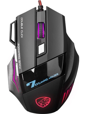 X7 Rgb Gaming Mouse, 7 Tuşlu, Kablolu Usb, Gökkuşağı LED Aydınlatmalı, Siyah, Optik Oyuncu Mouse
