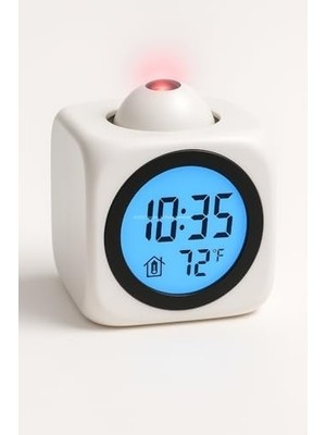 LED Projeksiyon Dijital Çalar Saat, Sesli Anons Fonksiyonu, Sıcaklık Göstergeli, Duvar ve Tavan Projeksiyonu, 10 Dakikalık Erteleme, USB Veya Pil ile Çalışma, Yatak Odası ve Ofis Için (Beyaz)