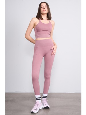 Volumex Gül Kurusu Kadın Sporcu Bustıyer ve Tayt Ikili Takım