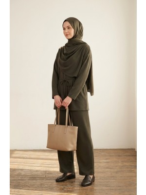 Yıldız Detaylı Drapeli Tunik Pantolon Ikili Takım 2209-01 Haki