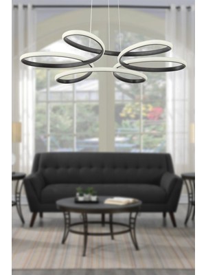 Modern Siyah Sarkıt Avize, Beyaz Işık, Salon, Mutfak, Oda, Hol, LED