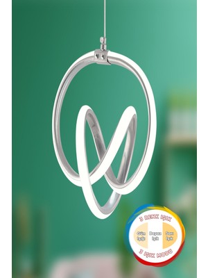 Krom 3 Renk Işıklı Power Ledli Tavan Avizesi, Modern ve Şık Tasarım