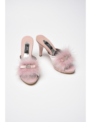 Miss Ayza Gc 175 Tüy ve Taş Detaylı Kadın Gelin Çeyizlik Hediyelik Ev Terliği