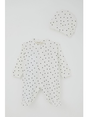 Breeze Kız Bebek Patikli Tulum Mini Çiçek Masalı 0-6 Ay, Beyaz