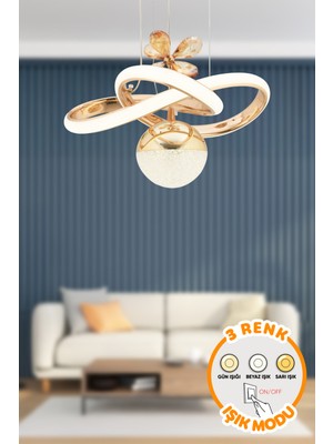 Modern 3 Renk LED Sarkıt Avize, Salon, Mutfak, Oda ve Hol Için Siyah Beyaz Altın