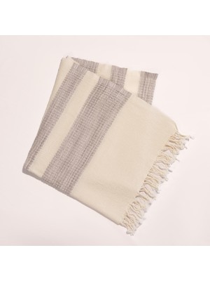 Ve Yeniden Müslin Jakarlı Peştamal – Gri – %100 Organik Pamuk