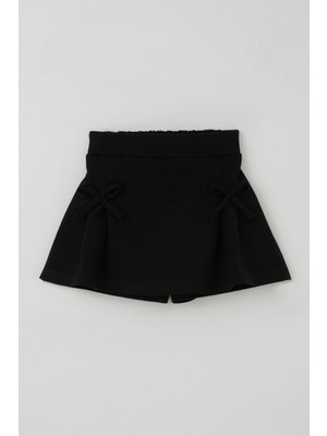 Breeze Kız Çocuk Şort Etek Fiyonk Aksesuarlı Lastikli 3-7 Yaş, Siyah