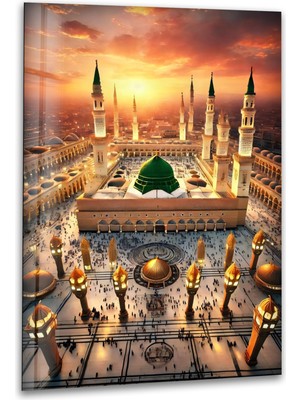 Myphotostation Mescit-I Nebevi Gün Batımı Dekoratif Temperli Cam Tablo, Modern Uv Baskılı Duvar Tablosu, Salon ve Ofis Için Şık Duvar Dekoru