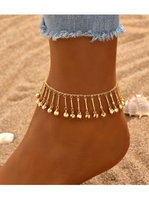 Shiklik Zarif Altın Renkli Zilli Model Kadın Ayak Halhal