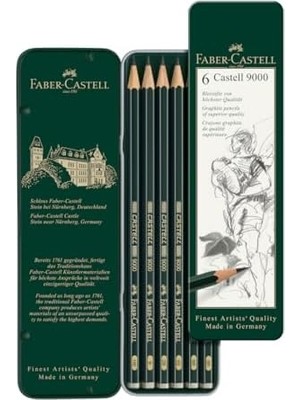 Graphite Aquarelle Kurşun Kalem Seti, 5’li, Metal Kutu, Hb-2b-4b-6b-8b, Siyah Naturel, Suda Çözünür, Teknik Çizim ve Eskiz Için, Dayanıklı Uç