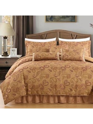 Adelle 7 Parça Şal Desenli Işlemeli Yorgan Nevresim Takımı, California Boy