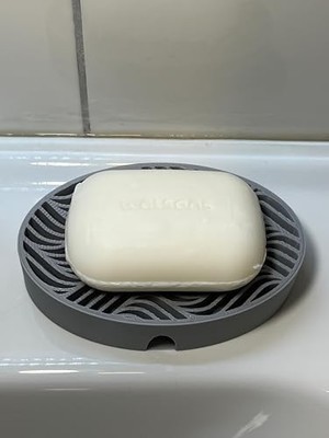 Modern Tarzda Su Tutmaz Su Giderli Oval Plastik Katı Sabunluk (Gri)