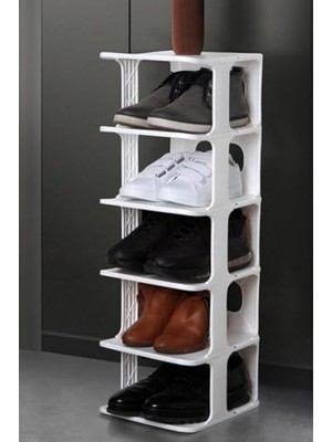 Life 5 Katlı Plastik Beyaz Ayakkabı Rafı MIT1062