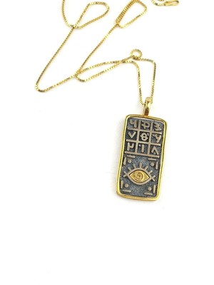 925AYAR Gümüş Üzerine Altın Kaplama Tasarım Mısır Şans Kolyesi