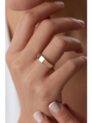 Oroline Kuyumculuk 14 Ayar Altın Köşegen Şık Kadın Yüzük