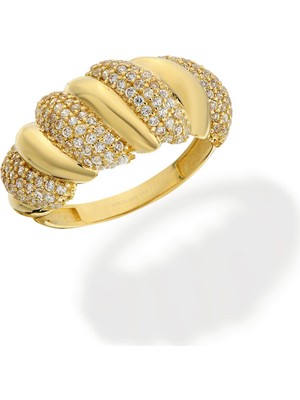 Oroline Kuyumculuk 8 Ayar Altın Taşlı Kruvasan Yüzük