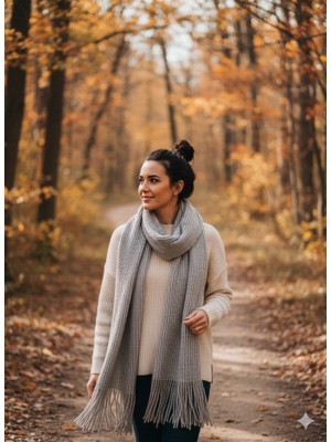 As Reyon Saçaklı Triko Düz Atkı