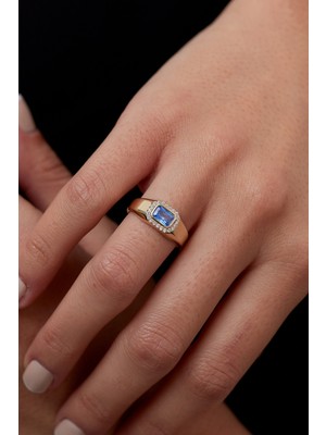 Oroline Kuyumculuk 14 Ayar Altın Baget Taşlı Kadın Yüzük