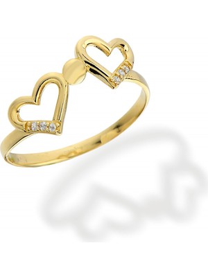Oroline Kuyumculuk 8 Ayar Altın Hafif Minimal Kalpli Aşk Yüzüğü