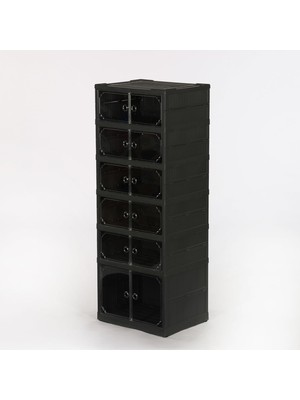 6 Raflı Çok Amaçlı, Geniş, Katlanabilir Dolap, ve Raf, Gri (Gri)