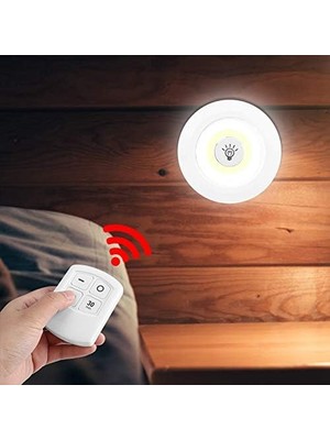 Haofy 3'lü Dolap Altında Işık Kısılabilir Cob Gece Lambası, Uzaktan Kumandalı Dolap Işıkları ile Dolap Içi Mutfak Için Pille Çalışan