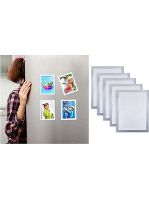 10 Adet Şömiz Manyetik Resim Çerçeve Şeffaf Magnet Şömiz Dosya 10X15 cm - Gri Kenarlı