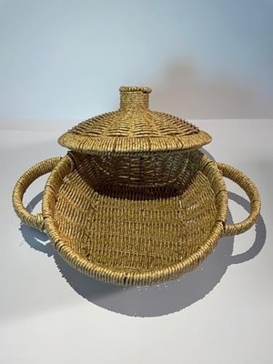 Hasır Sepet Kapaklı El Yapımı