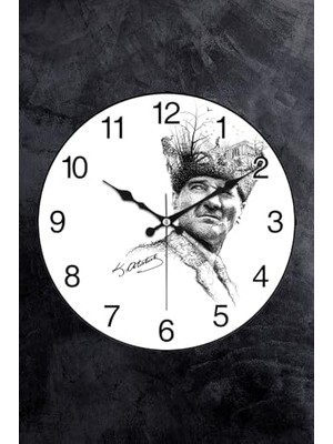 Atatürk Duvar Saati Akar Saniye Sessiz Mekanizma 36 cm