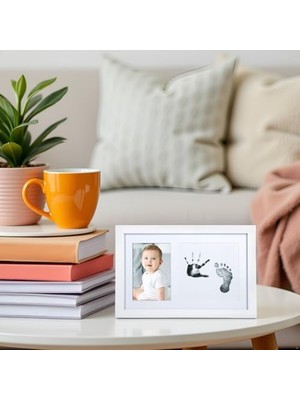 Pear Bebek El Izi ve Ayak Izi Çerçevesi, Cinsiyet-Nötr Bebek Baskı Çerçevesi, Kız Veya Erkek Bebek Baskı Resim Çerçevesi, Beyaz