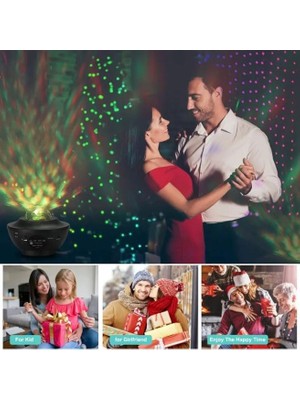 Galaksi Gökyüzü ve Yıldızları Yansıtan Gece Lambası Hoparlör Özellikli LED Rgb Işıklı Uzaktan Kumandalı 3 Farklı Aydınlık Seviyesi Telefon ile Bluetooth Bağlantı 13CM x 16CM SP17