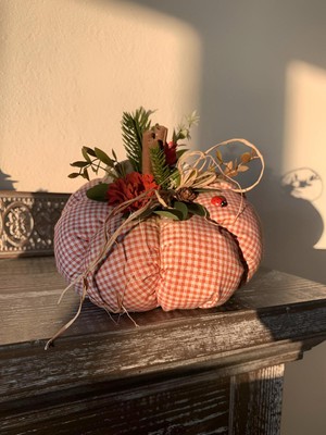 Florivya Design Pötikare Kumaşlı El Yapımı Balkabağı Sonbahar Ev Dekoru