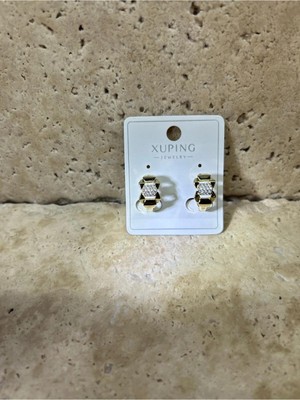 Karma Halkalı Klipsli 2'li Kadın Çelik Küpe Altın Rengi