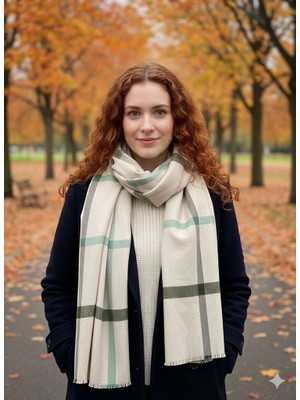 As Reyon Ekose Desenli Saçaklı Kadın Atkı