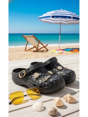 Slipcat Calx Kadın Kaydırmaz Sandalet Crocs Terlik Kapalı Üst Siyah 39 Numara Rahat Kullanım
