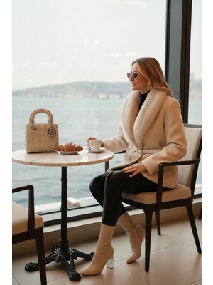 Lela Regular Fit Şal Yaka Kemerli Kaban Bayan Kaban 6839688
