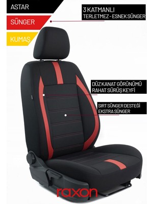 Raxon Fiat 500X Neptune Series 2+1 Uyumlu Tay Tüyü Oto Koltuk Kılıfı - Premium Şık ve Konforlu Tasarım