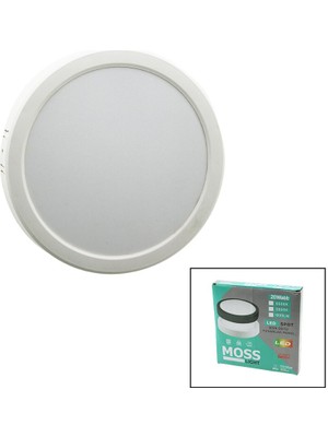 Larimar Moss Lıght 20W Yuvarlak Beyaz Metal Kasa Sıva Üstü LED Slim Panel 1350LM (5177)