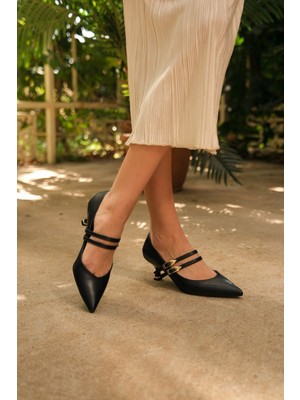 Glorinda Kadın Topuklu Bantlı Ayakkabı - Siyah