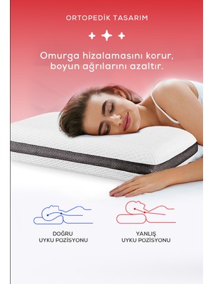 Pufymax Klimalı Visco Yastık,boyun Destek Yastığı,omurga Dostu Pamuk Kumaşlı Yastık