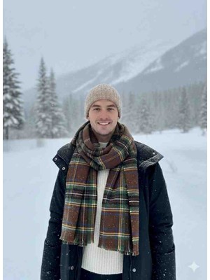 As Reyon Ekose Desenli Saçaklı Erkek Atkı