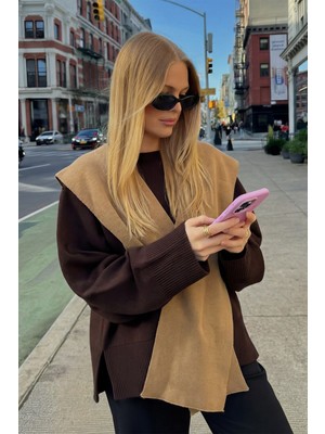 Bahels Kare Parçalı Atkı Vizon