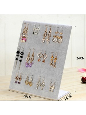 Özer Kutu 30'lu Dik Ayaklı Küpelik Standı Gri Süet