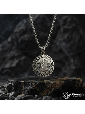 Design Ottoman Kuyumculuk Kişiye Özel Çift Taraflı Gümüş Madalyon Kolye